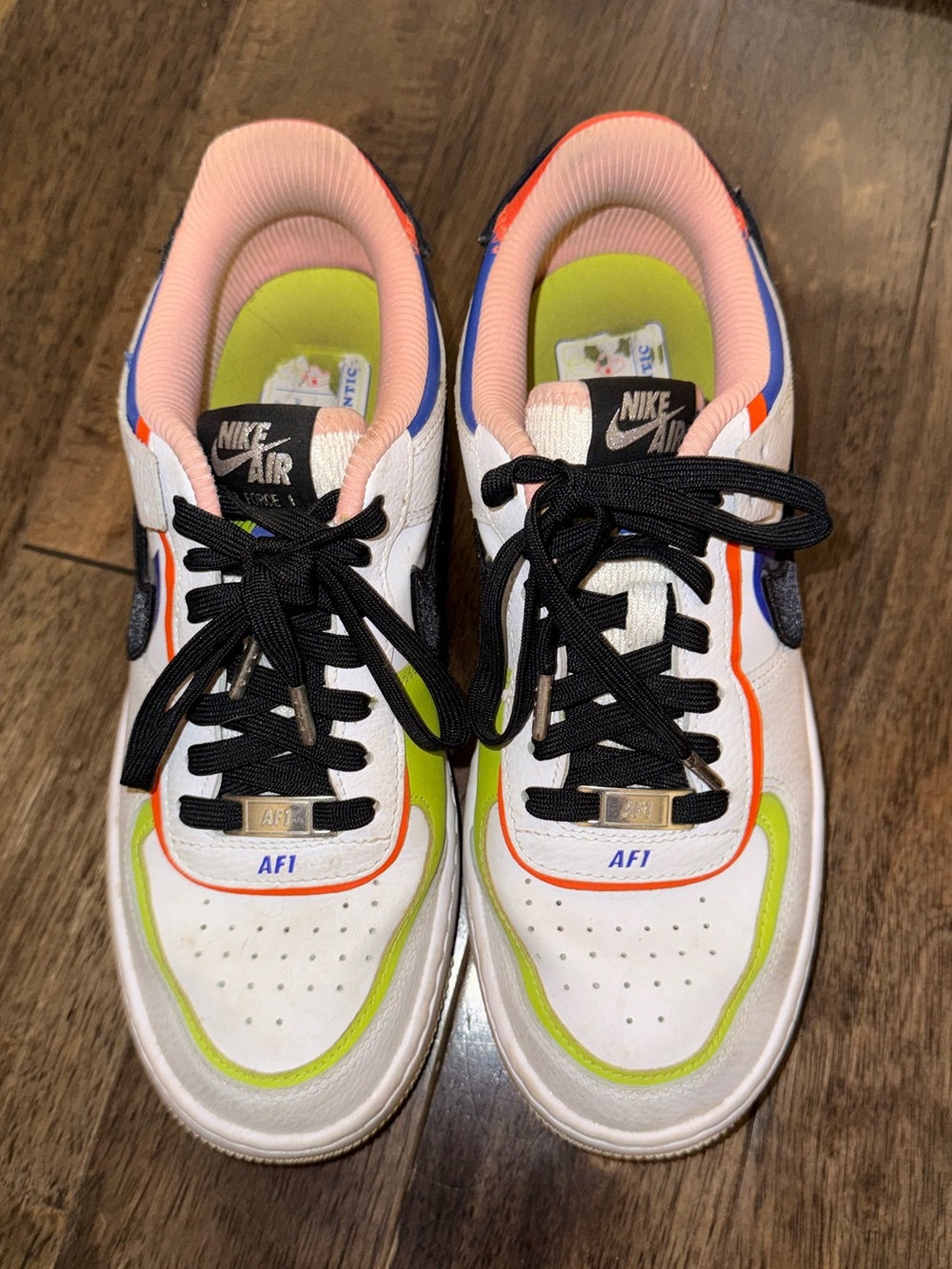 Nike Air Force 1 Shadow White Volt Blue Orange Women’s Sneakers Size 8.5 - Picture 1 of 7